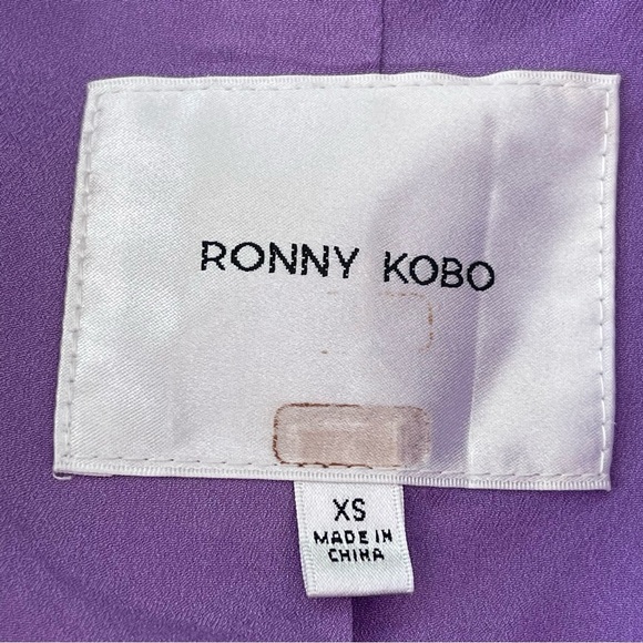 Ronny Kobo Klover Linen Blazer padded shoulder button purple lilac SZ XS lined - Picture 9 of 13